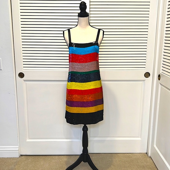 Alice and olivia top rainbow sequin dress